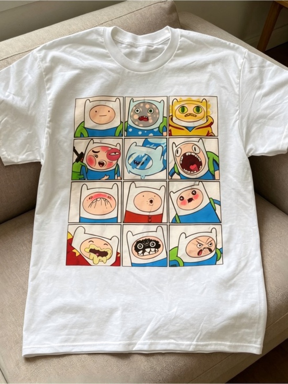 White Short-Sleeve Cartoon Panel Graphic Tee